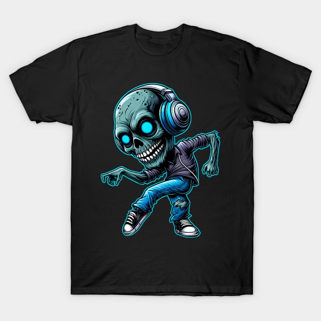 Zombie With Headphone T-Shirt by cowyark rubbark